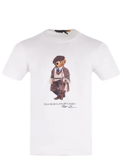 Polo Ralph Lauren White Polo Bear T-shirt Custom Slim-fit In White