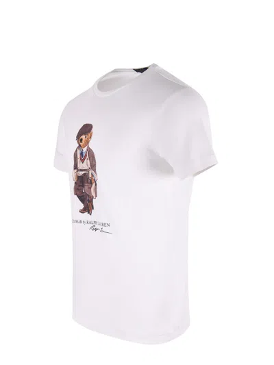 Polo Ralph Lauren White Polo Bear T-shirt Custom Slim-fit In White