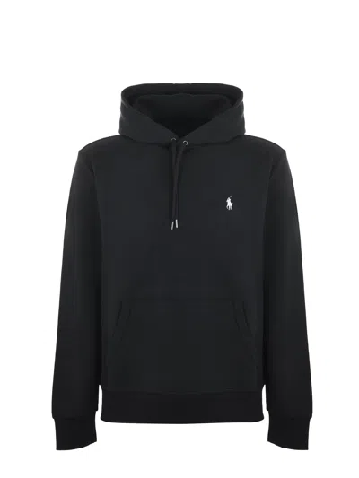 Polo Ralph Lauren Hooded Sweatshirt With Embroidered Pony In Black