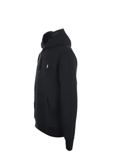 Polo Ralph Lauren Hooded Sweatshirt With Embroidered Pony In Black