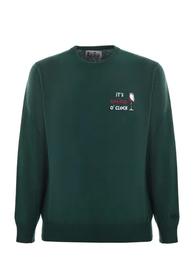 Mc2 Saint Barth Its Wine O Clock Wool And Cashmere Blend Sweater In Green