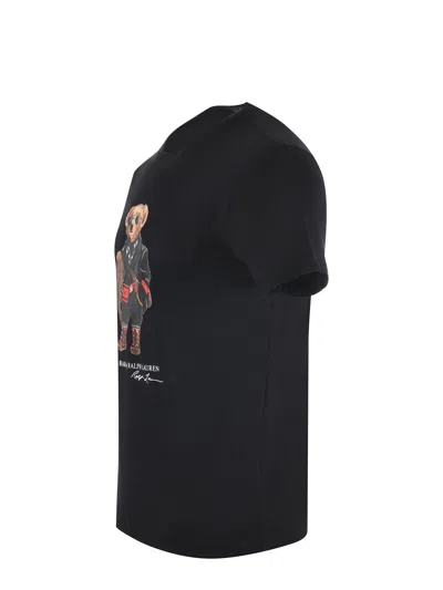 Polo Ralph Lauren Mens Fa25 Black Holiday Bear Bear-print Short-sleeve Cotton T-shirt In Black