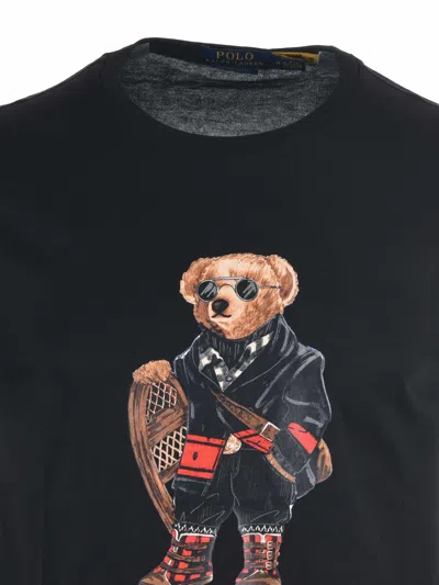 Polo Ralph Lauren Mens Fa25 Black Holiday Bear Bear-print Short-sleeve Cotton T-shirt In Black