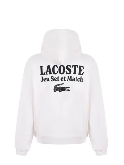 Lacoste Men's Multi Print Fleece Hoodie In White