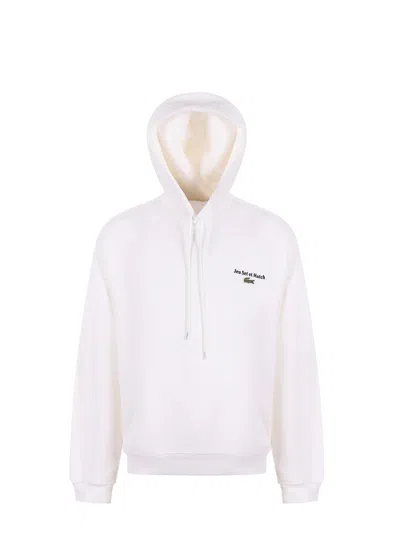 Lacoste Men's Multi Print Fleece Hoodie In White