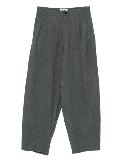 Darkpark High-waisted Grey Wide-leg Trousers With Pleated Front In Gray