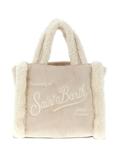 Mc2 Saint Barth Shearling Embroidery Mini Bag In Neutral