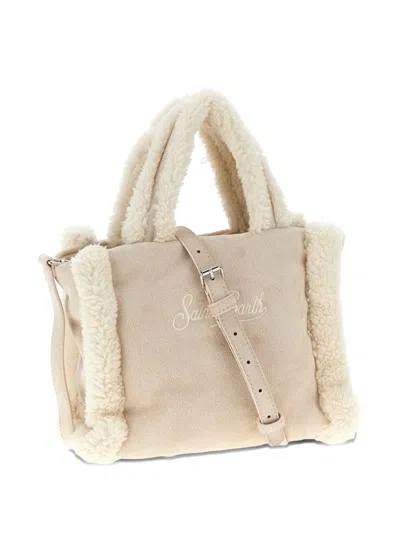 Mc2 Saint Barth Shearling Embroidery Mini Bag In Neutral