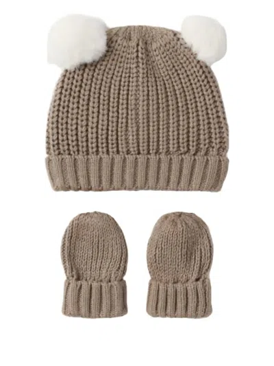 Mayoral Knitted Hat Set In Brown