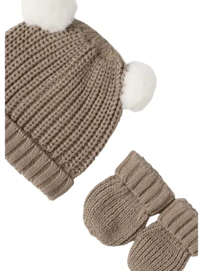 Mayoral Knitted Hat Set In Brown