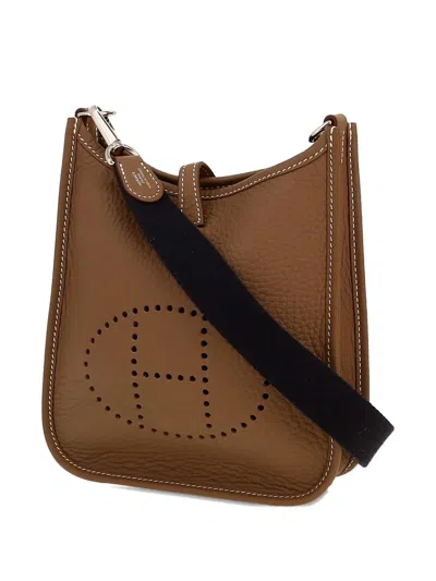 Pre-owned Hermes Mini Evelyne Shoulder Bag In Brown