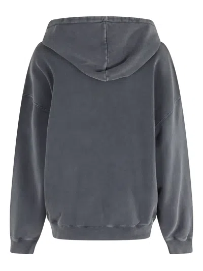 Anine Bing Oversized Grey Sweatshirt With Bold Branding And Relaxed Fit In Black