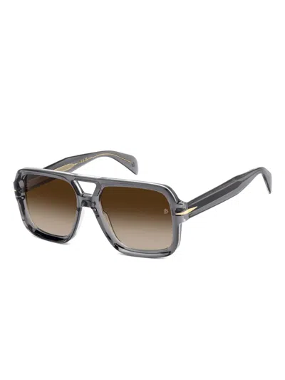 Eyewear By David Beckham Sculpted-frame Sunglasses In Gray