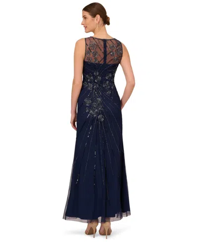Aidan Mattox Aidan By  Women's Beaded Maxi Dress In Blue