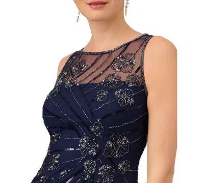 Aidan Mattox Aidan By  Women's Beaded Maxi Dress In Blue