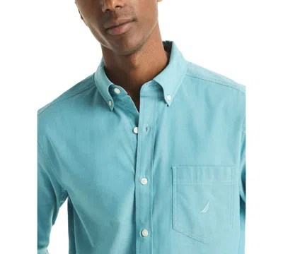 Nautica Men's Solid Long Sleeve Oxford Shirt In Blue