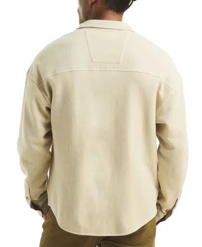 Nautica Men's Pique Double Knit Long Sleeves Shirt In Neutral
