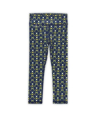 Zoozatz Girls Toddler 2-piece Navy Notre Dame Fighting Irish Tri-blend Bow Legging And Shirt Set In Blue