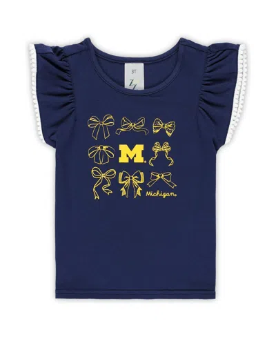 Zoozatz Girls Toddler 2-piece Navy Notre Dame Fighting Irish Tri-blend Bow Legging And Shirt Set In Blue