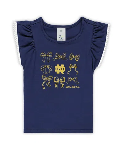 Zoozatz Girls Toddler 2-piece Navy Notre Dame Fighting Irish Tri-blend Bow Legging And Shirt Set In Blue