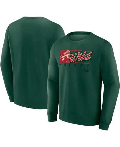 Fanatics Men's Green Minnesota Wild Focus Fleece Pullover Sweatshirt In Green