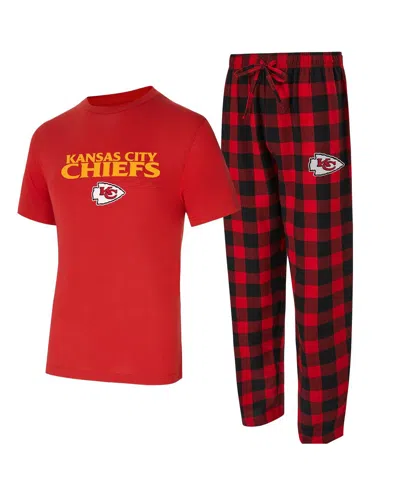 Concepts Sport Men's Red/black Kansas City Chiefs Avondale T-shirt Flannel Pants Set In Multi