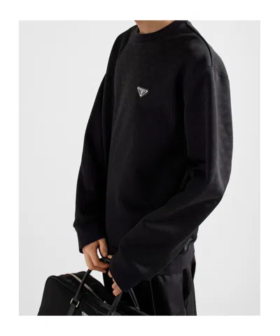 Prada Technical Fabric Sweatshirt In Black