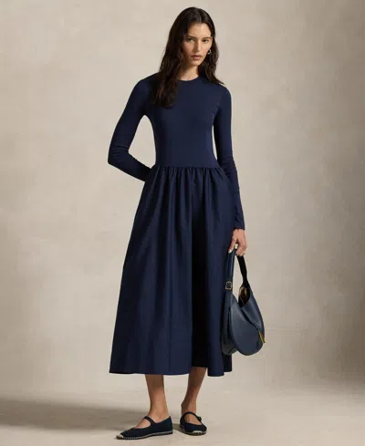 Polo Ralph Lauren Women's Cotton Long-sleeve Dress In Blue