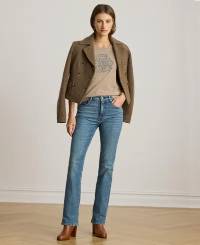 Ralph Lauren Women's Beaded-crest Jersey T-shirt In Gray