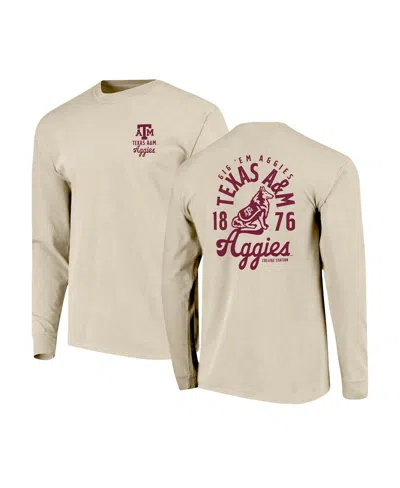 Image One Men's Natural Texas A M Aggies Comfort Colors Mascot Overlay Long Sleeve T-shirt In Multi