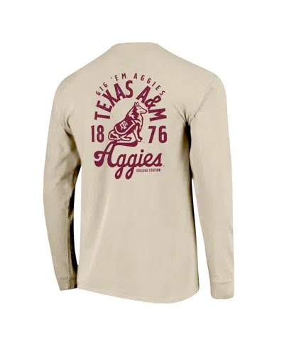 Image One Men's Natural Texas A M Aggies Comfort Colors Mascot Overlay Long Sleeve T-shirt In Multi