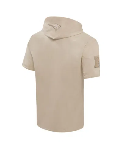 Pro Standard Men's Tan New England Patriots Neutrals Capsule Short Sleeve Pullover Hoodie In Brown