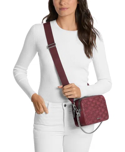 Michael Kors Bryant Double Zip Chain Camera Crossbody Bag In Burgundy