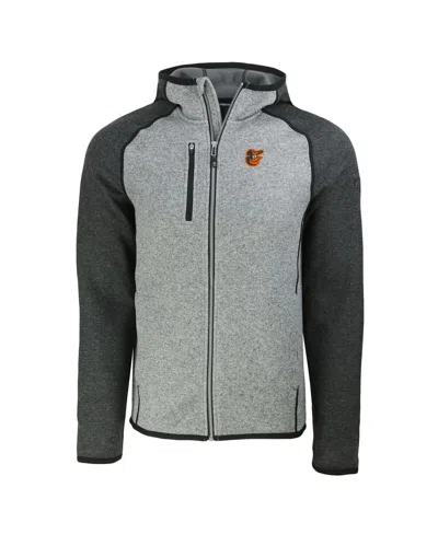 Cutter & Buck Men's Heather Charcoal/heather Gray Baltimore Orioles Mainsail Full-zip Hooded Jacket In Gray