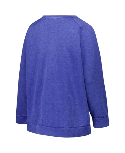 Profile Women's Royal New York Giants Plus Size Acid Wash Raglan Sweatshirt In Purple