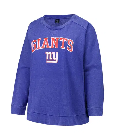 Profile Women's Royal New York Giants Plus Size Acid Wash Raglan Sweatshirt In Purple