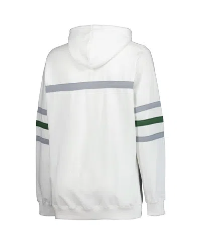 Mitchell & Ness Women's White Green Bay Packers Plus Size Head Coach Throwback Pullover Hoodie In White
