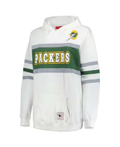 Mitchell & Ness Women's White Green Bay Packers Plus Size Head Coach Throwback Pullover Hoodie In White