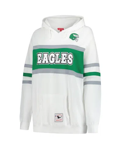 Mitchell & Ness White Philadelphia Eagles Plus Size Head Coach Throwback Pullover Hoodie In White
