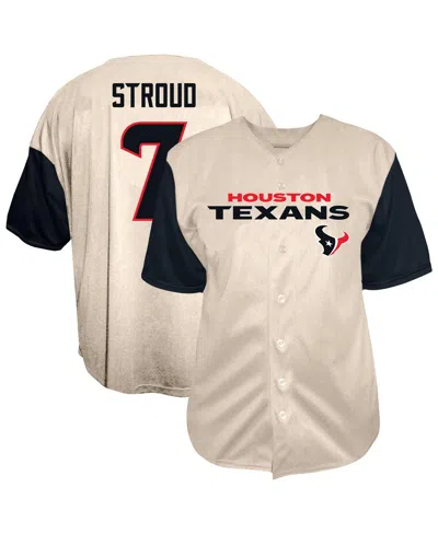 Fanatics Men's C.j. Stroud Cream Houston Texans Big Tall Baseball Button-up Shirt In White
