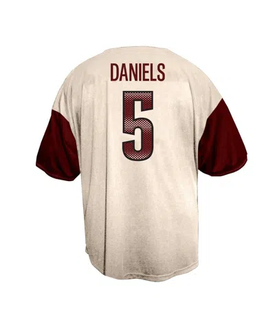 Fanatics Men's Jayden Daniels Cream Washington Commanders Big Tall Baseball Button-up Shirt In White