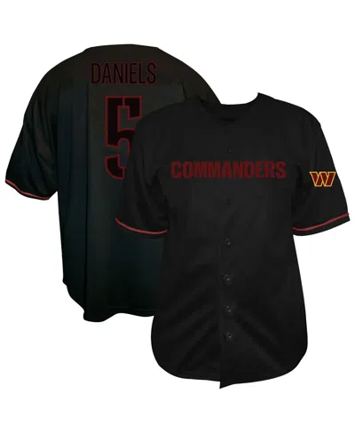 Fanatics Men's Jayden Daniels Black Washington Commanders Big Tall Baseball Button-up Shirt In Black