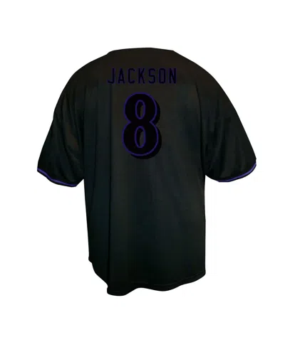 Fanatics Men's Lamar Jackson Black Baltimore Ravens Big Tall Baseball Button-up Shirt In Black