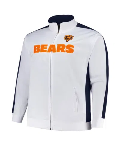Fanatics Men's White Chicago Bears Big Tall Tricot Full-zip Track Jacket In White