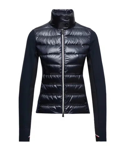 Moncler Blue Wool Zip-up Padded Cardigan In Blue