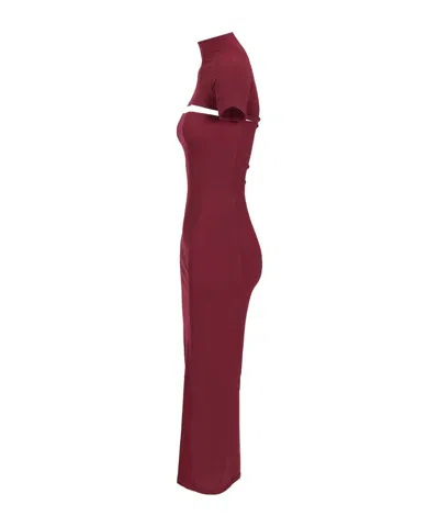 Alaïa Fitted Knit Cut-out Dress Dresses Bordeaux In Burgundy