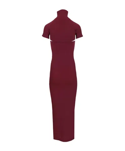 Alaïa Fitted Knit Cut-out Dress Dresses Bordeaux In Burgundy