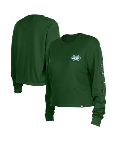 New Era Women's Green New York Jets Sport Night Thermal Long Sleeve T-shirt In Green