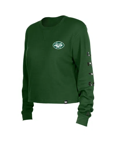 New Era Women's Green New York Jets Sport Night Thermal Long Sleeve T-shirt In Green