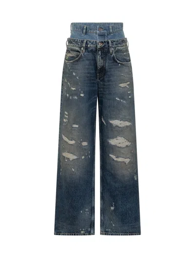 Dolce & Gabbana Wide-leg Trousers With Five Pockets And Belt Loops In Blue